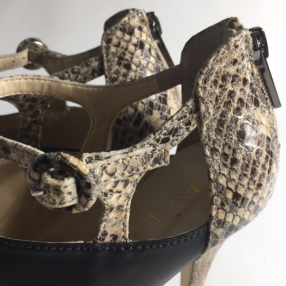 ENZO Angiolini snake skin black high heels pointed toe - Picture 5 of 10